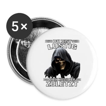 Grim Reaper | You're funny I'll kiss you last - Buttons large 2.2''/56 mm (5-pack) - white - Front
