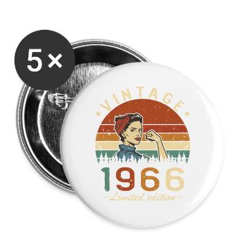 1966 Vintage-Retro-Geburtstagsgeschenk für die Ehefrau - Buttons groß 56 mm (5er Pack) - Weiß - Vorne