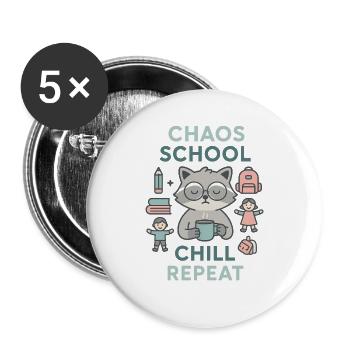 Chaos School Chill Repeat - Lot de 5 grands badges (56 mm) - blanc - Devant