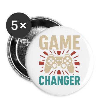 Retro Vintage Gaming - Buttons groß 56 mm (5er Pack) - Weiß - Vorne