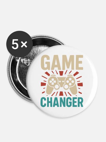 Retro Vintage Gaming - Buttons groß 56 mm (5er Pack) - Weiß