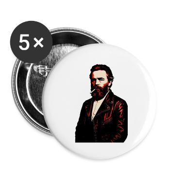 Portrait en cuir Herman Melville Noir - Lot de 5 grands badges (56 mm) - blanc - Devant