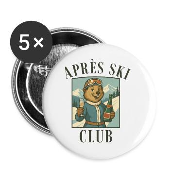 Après Ski Club Marmot Retro Ski Holiday - Lot de 5 grands badges (56 mm) - blanc - Devant