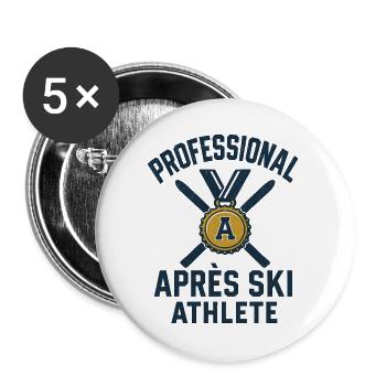 Sports d’hiver professionnels après ski - Lot de 5 grands badges (56 mm) - blanc - Devant