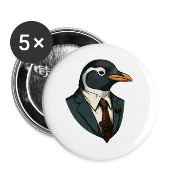 Business - Penguin - Buttons large 2.2''/56 mm (5-pack) - white - Front