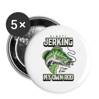 Always Jerking My Rod Funny Fishing - Buttons large 2.2''/56 mm (5-pack) - white - Front