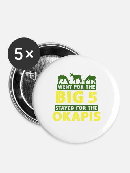 Okapi Tier - Buttons groß 56 mm (5er Pack) - Weiß