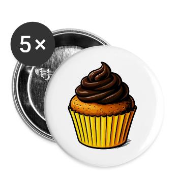 Illustration de cupcakes au chocolat - Lot de 5 grands badges (56 mm) - blanc - Devant