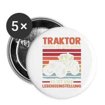Trecker Landwirt Bauer Traktorfahrer Traktor - Buttons groß 56 mm (5er Pack) - Weiß - Vorne