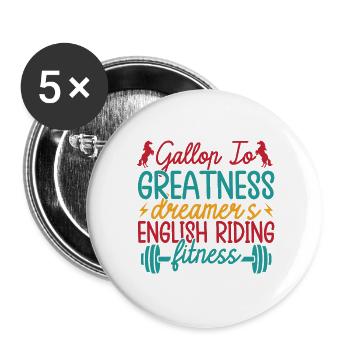 Hobby Horse Rider Gallop To Fitness English Riding - Buttons groß 56 mm (5er Pack) - Weiß - Vorne