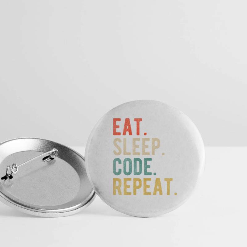Eat Sleep Code Repeat Programmer Nerd Retro Lot de 5 grands badges (56 mm)