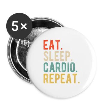Eat Sleep Cardio Repeat Training Motto Retro - Buttons large 2.2''/56 mm (5-pack) - white - Front