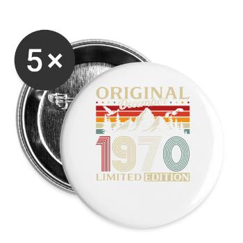 55e anniversaire Original Décembre Né en 1970 - Lot de 5 grands badges (56 mm) - blanc - Devant