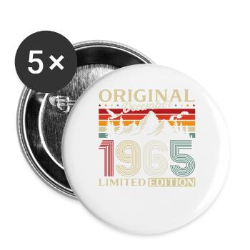 60e anniversaire Original Décembre Millésime 1965 - Lot de 5 grands badges (56 mm) - blanc - Devant