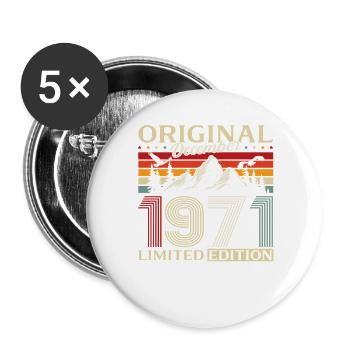 54e anniversaire Original décembre Né en 1971 - Lot de 5 grands badges (56 mm) - blanc - Devant