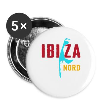 Nordsee Urlaub IBIZA FILIALE NORD Lustiges - Buttons groß 56 mm (5er Pack) - Weiß - Vorne