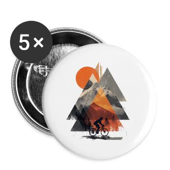 Mountain Geometry Cycling – Modern Adventure Art - Buttons groß 56 mm (5er Pack) - Weiß - Vorne