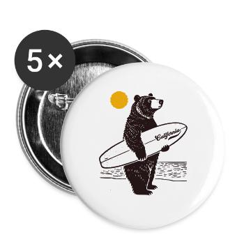 California Surf Bear - Buttons large 2.2''/56 mm (5-pack) - white - Front