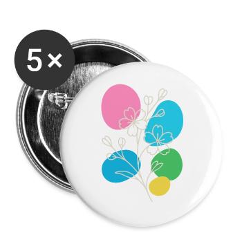 Graphique floral minimaliste, été bohème - Lot de 5 grands badges (56 mm) - blanc - Devant
