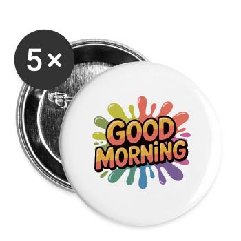 Good Morning Rainbow Splash - Buttons large 2.2''/56 mm (5-pack) - white - Front