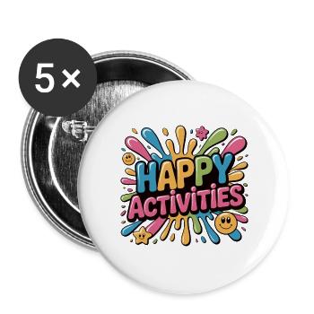 Happy Activities Splash Burst - Buttons large 2.2''/56 mm (5-pack) - white - Front