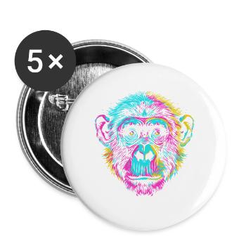 Colorful chimpanzee in neon art style - Buttons large 2.2''/56 mm (5-pack) - white - Front