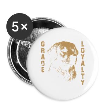 Golden Retriever Grace Loyalty - Buttons large 2.2''/56 mm (5-pack) - white - Front