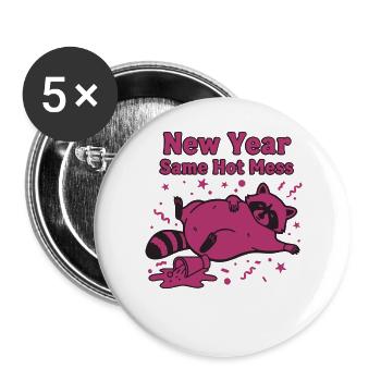 Neujahr Same Hot Mess Celebration 2025 - Buttons groß 56 mm (5er Pack) - Weiß - Vorne