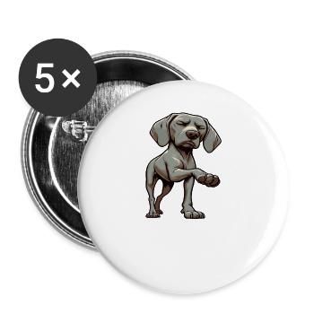 Sprich mit der Pfote Weimaraner Weimaranerhund - Buttons groß 56 mm (5er Pack) - Weiß - Vorne