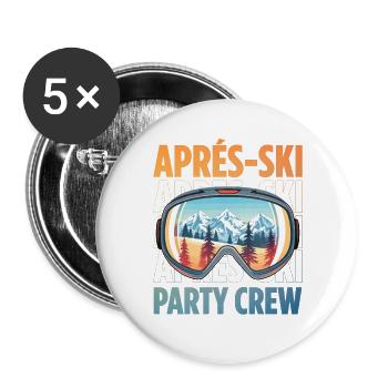 Après Ski Party Crew Saying - Buttons large 2.2''/56 mm (5-pack) - white - Front