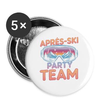 Apres Ski Party Team - Buttons groß 56 mm (5er Pack) - Weiß - Vorne