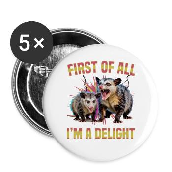 Funny Opossum - Buttons large 2.2''/56 mm (5-pack) - white - Front
