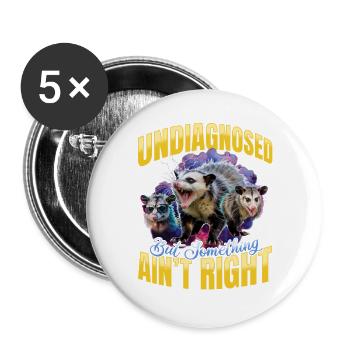 Funny Opossum - Buttons large 2.2''/56 mm (5-pack) - white - Front