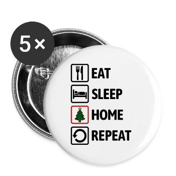 Mange, dors à la maison, recommence - Noël à la maison - Lot de 5 grands badges (56 mm) - blanc - Devant