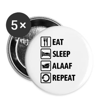 Eat Sleep Alaaf Repeat - Karneval, Fastnacht - Buttons groß 56 mm (5er Pack) - Weiß - Vorne