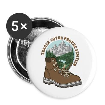 Trekkingboot Mountains T-Shirt Outdoor-Wandern - Buttons groß 56 mm (5er Pack) - Weiß - Vorne