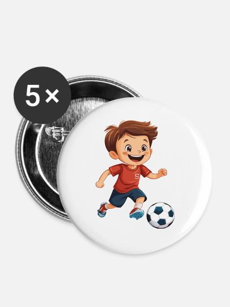 Kicker JungeFußball - Buttons groß 56 mm (5er Pack) - Weiß