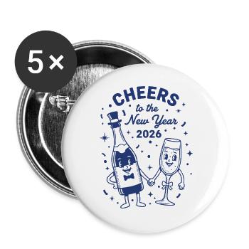 Cheers to the New Year 2026 Celebration - Buttons large 2.2''/56 mm (5-pack) - white - Front