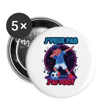 J'peux pas j'ai foot - Lot de 5 grands badges (56 mm) - blanc - Devant