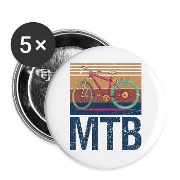 Mountain Biking - Buttons groß 56 mm (5er Pack) - Weiß - Vorne