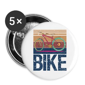 Vélo rétro vintage - Lot de 5 grands badges (56 mm) - blanc - Devant