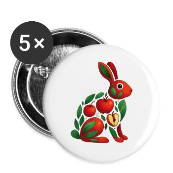 Bunny Apple - Buttons large 2.2''/56 mm (5-pack) - white - Front