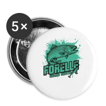 Trout – Beauty on the hook - Buttons large 2.2''/56 mm (5-pack) - white - Front