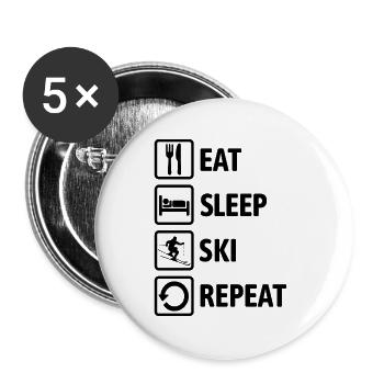 Eat Sleep Ski Repeat - Ski - Ski - Buttons large 2.2''/56 mm (5-pack) - white - Front