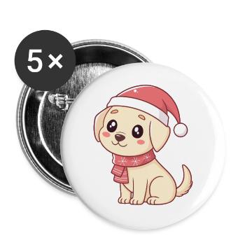 Baby Dog Cute Christmas in Santa - Buttons large 2.2''/56 mm (5-pack) - white - Front