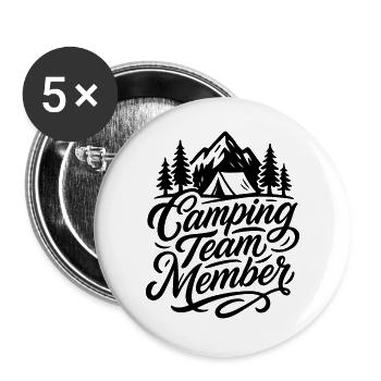 Camping Team Zelt Berge - Buttons groß 56 mm (5er Pack) - Weiß - Vorne