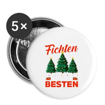 Weihnachtsmann Fichten Weihnachtsbaum Weihnachten - Buttons groß 56 mm (5er Pack) - Weiß - Vorne