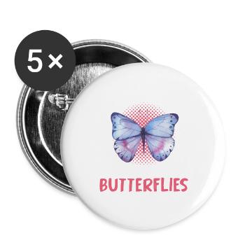 Only one girl loves butterflies - Buttons large 2.2''/56 mm (5-pack) - white - Front