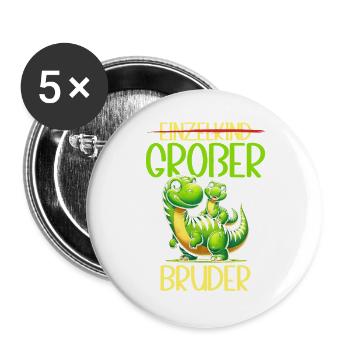 Big Brother Dinosaur Dino Sibling Motif - Buttons large 2.2''/56 mm (5-pack) - white - Front