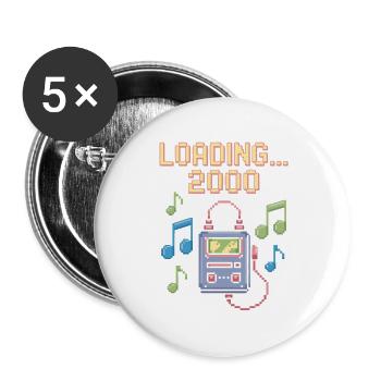 Retro Pixel Design – Loading 2000 - Buttons groß 56 mm (5er Pack) - Weiß - Vorne